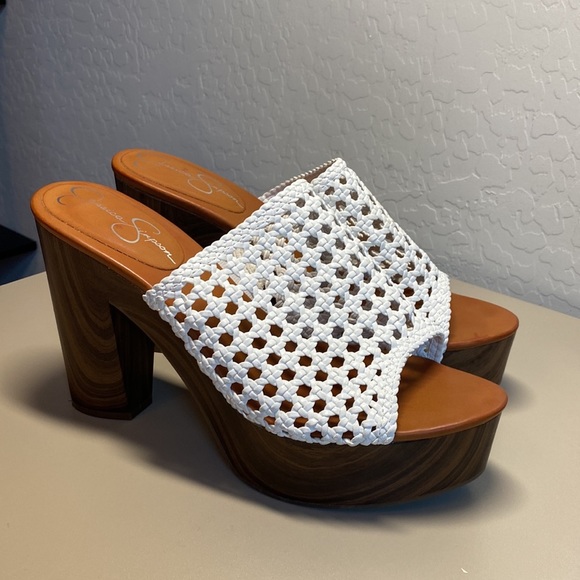 NWOT Jessican Simpson Shelbie Platform Block Heel Slip On Woven Sandal Size 10 - Picture 3 of 9